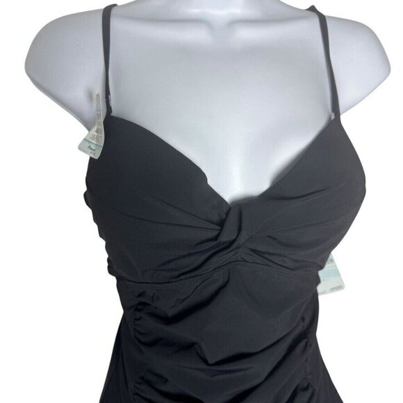 Spanx Love Your Assets Black One Piece SwimSuit Ruched Underwire Push Up size XL - Picture 2 of 9